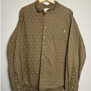 Obey Propaganda Shirt Men's Large Long Sleeve Button Down Olive Green